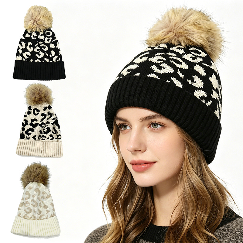 Autumn and winter leopard prin - Beanie Cuffed Knit review and price